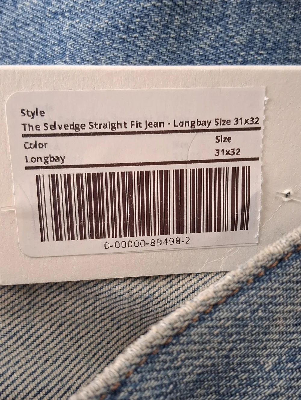 Everlane The Selvedge Straight Fit Jeans Longbay Blue 31×32